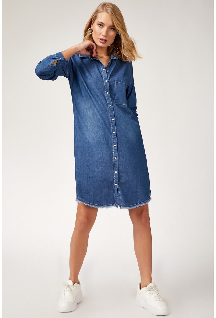 5593 Fringed Denim Tunic