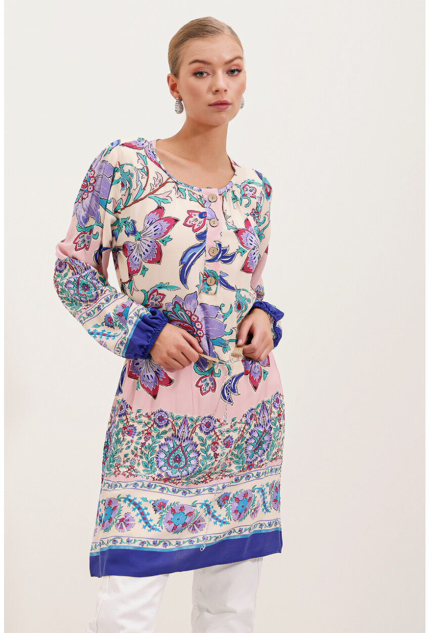 5902 Patterned Dress With Belt