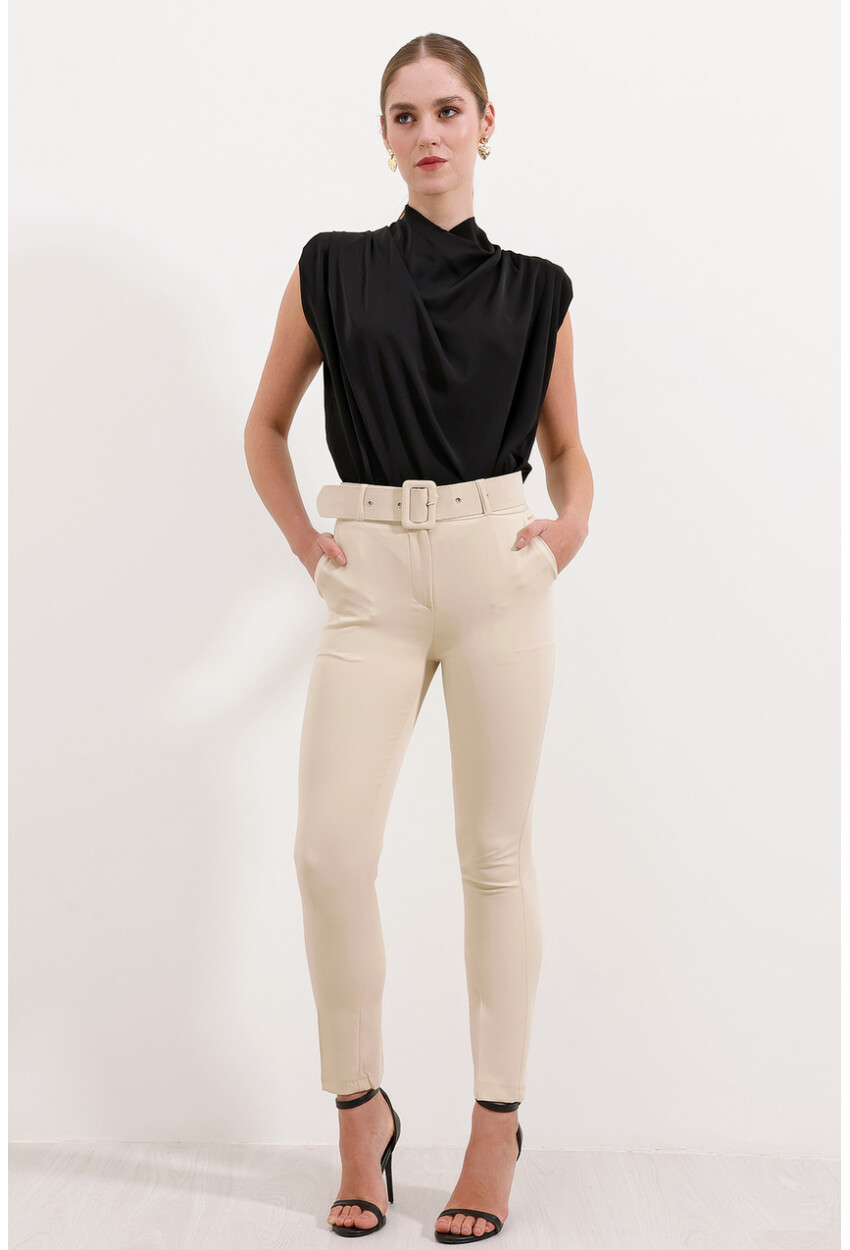 6648 Fabric Pants With Belt