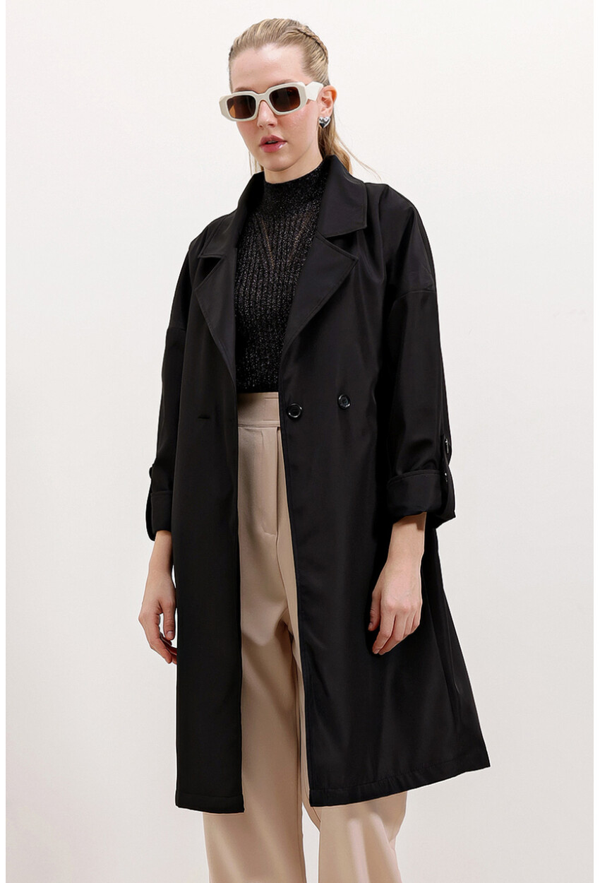 9104 Lined Double-Breasted Trench Coat