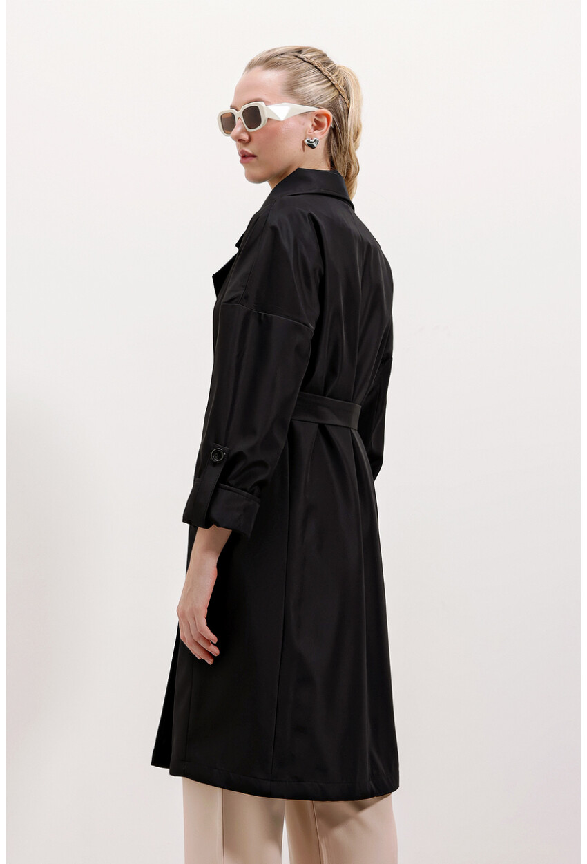 9104 Lined Double-Breasted Trench Coat