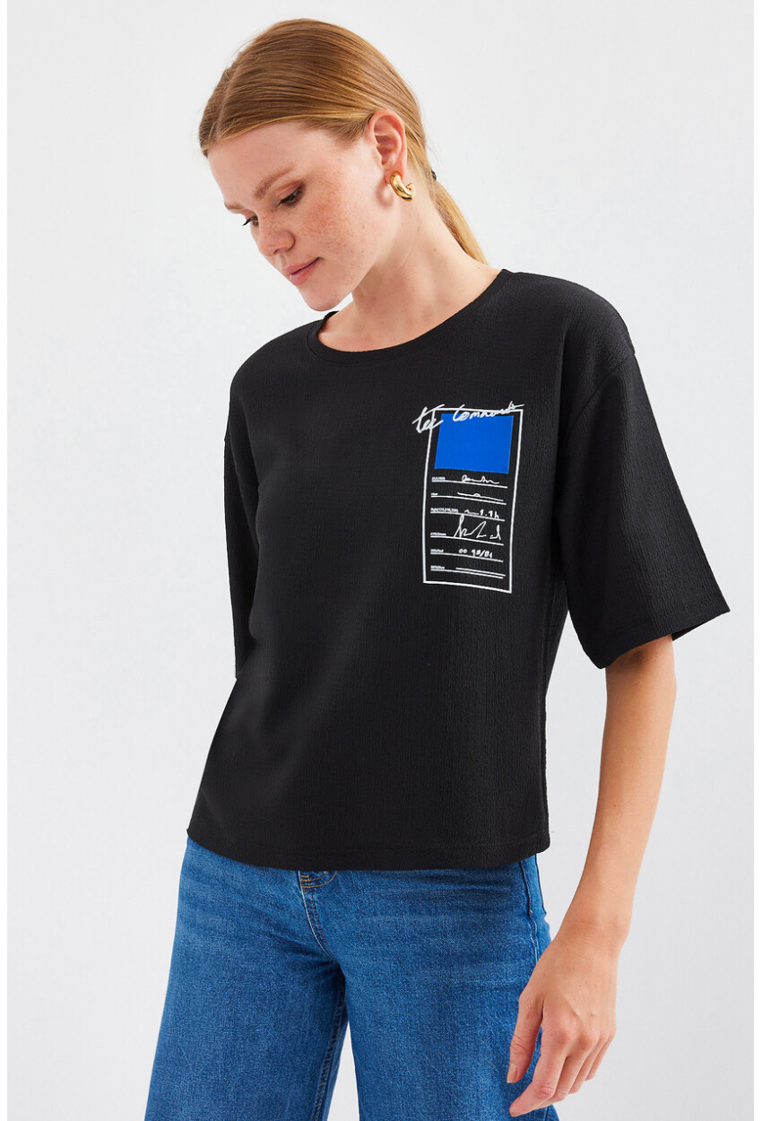 911 Printed Basic Knit T-Shirt