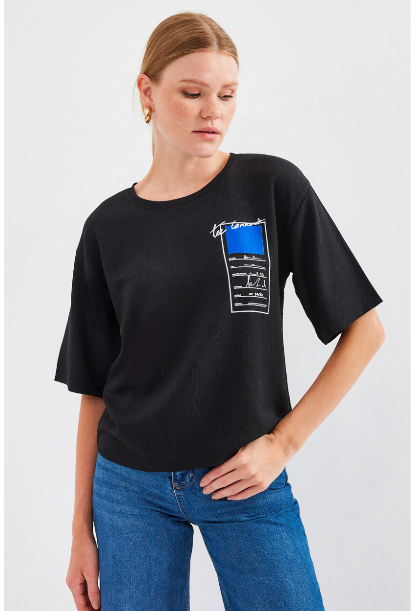 911 Printed Basic Knit T-Shirt