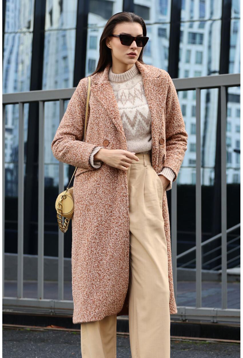 9127 Oversized Long Boucle Coat