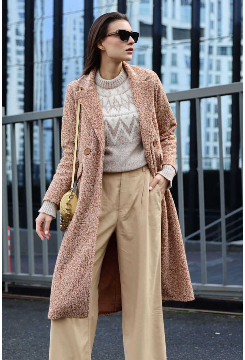 9127 Oversized Long Boucle Coat