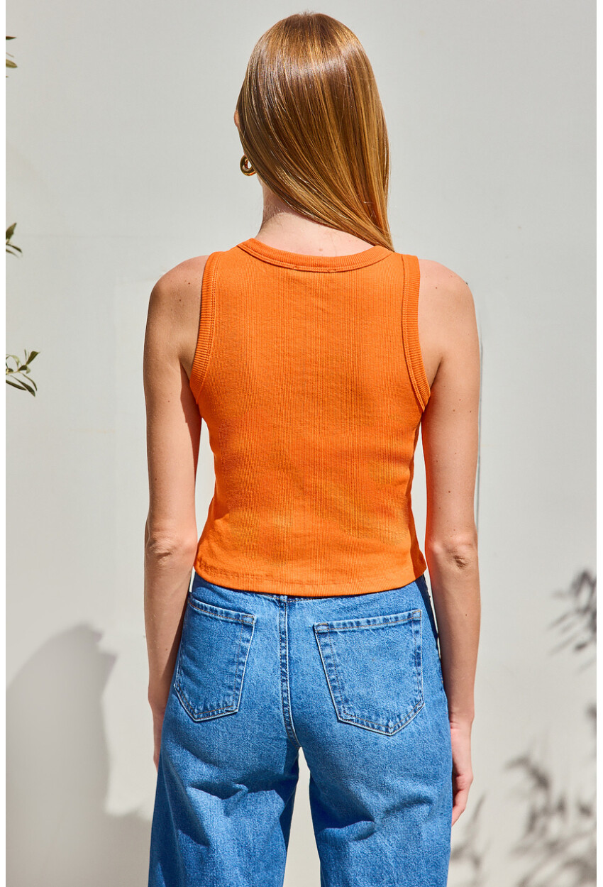 917 Crew Neck Ribbed Sleeveless Blouse