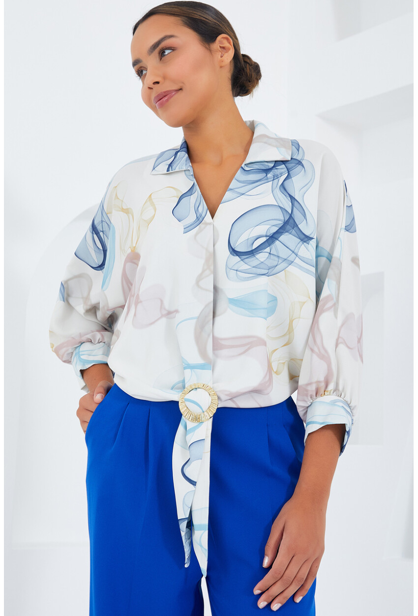 Womens Oversized Draped Crop Satin Shirt 906