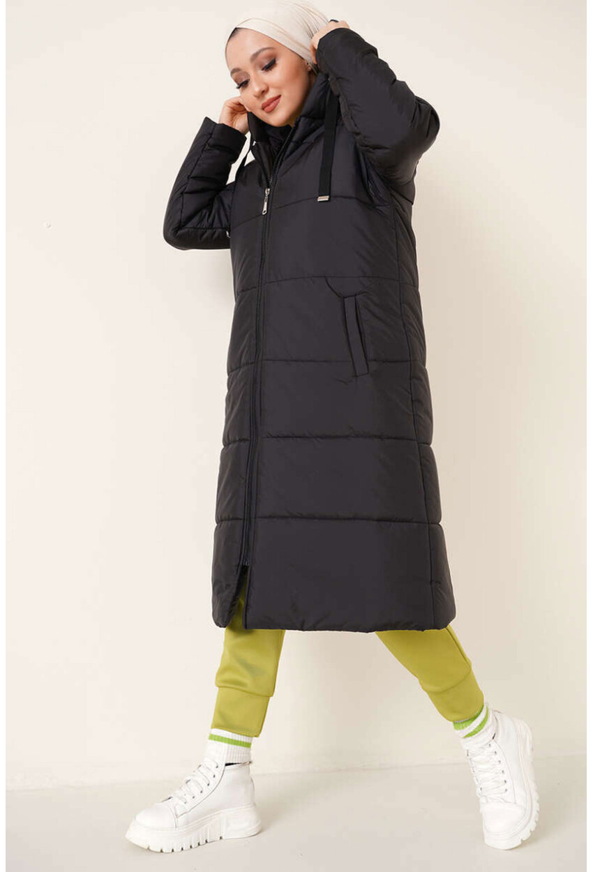 T5120 Hooded Long Puffer Hijab Coat