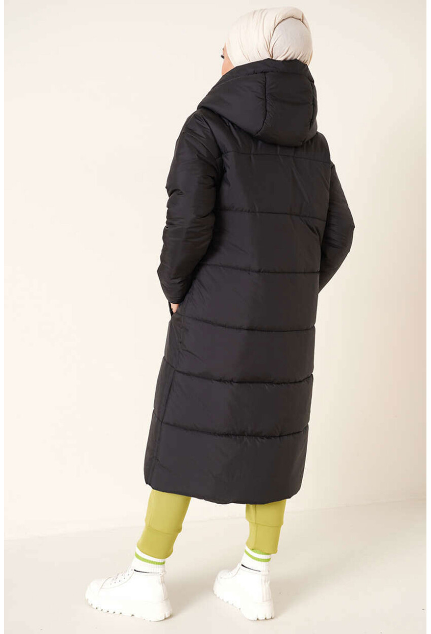 T5120 Hooded Long Puffer Hijab Coat