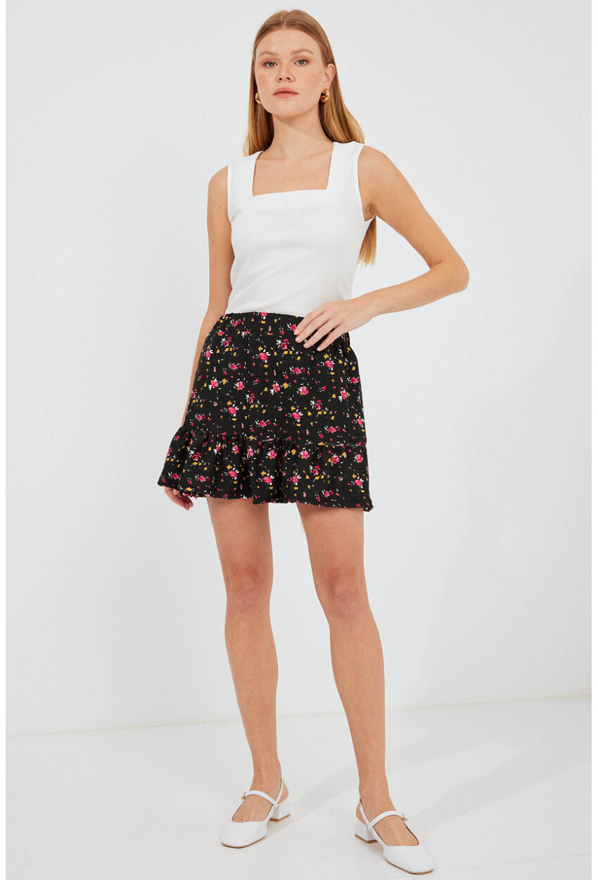 1884 Patterned Viscose Mini Skirt