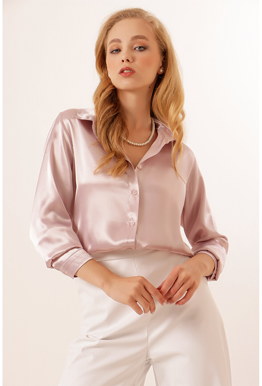 3964 Light Draped Satin Shirt