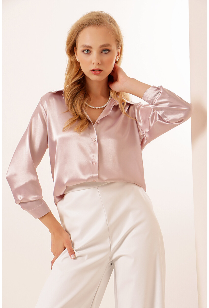 3964 Light Draped Satin Shirt