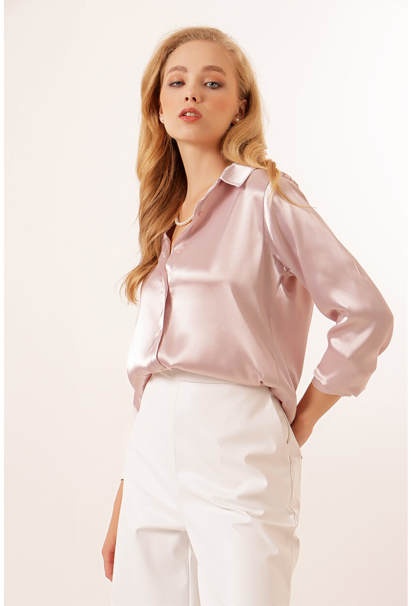 3964 Light Draped Satin Shirt