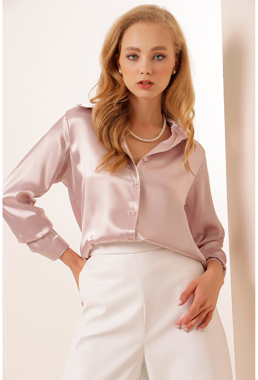 3964 Light Draped Satin Shirt