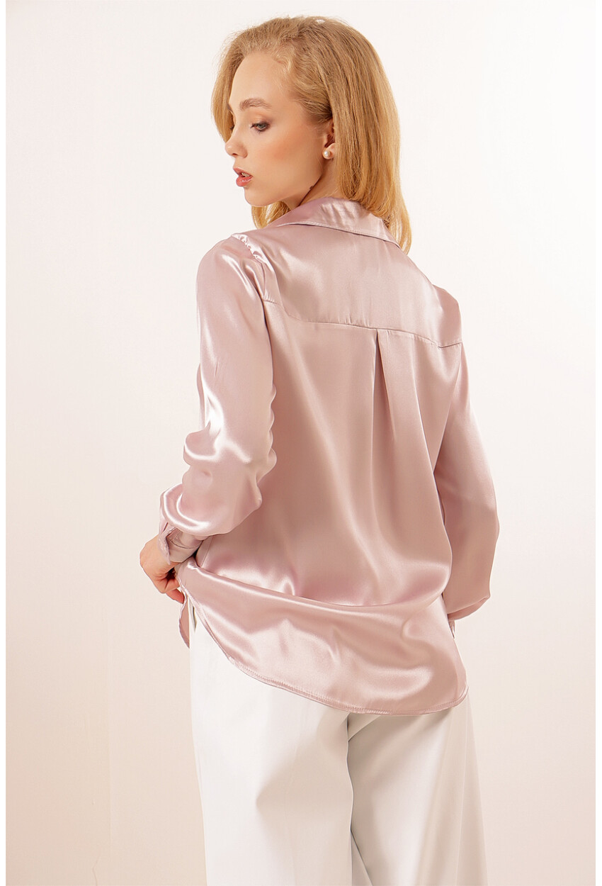 3964 Light Draped Satin Shirt