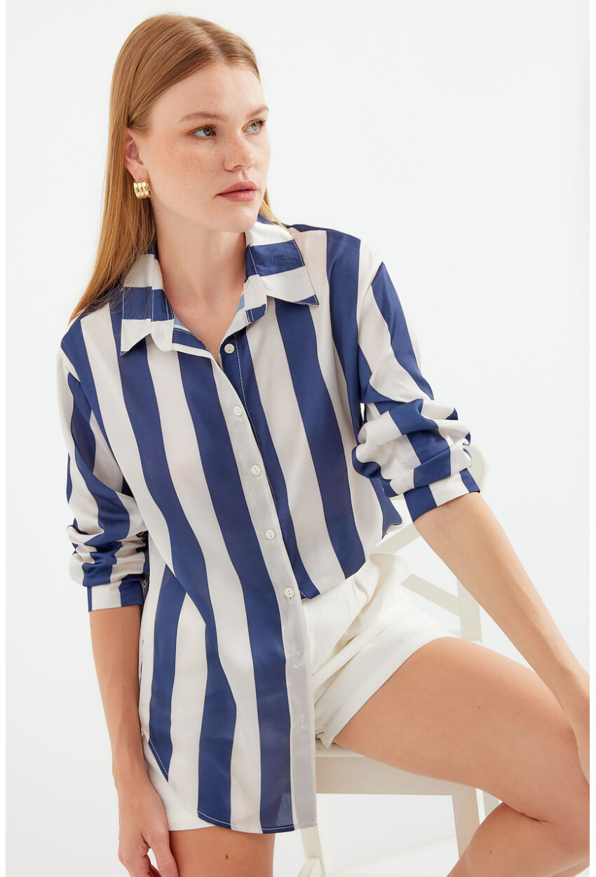 3964 Light Draped Satin Shirt