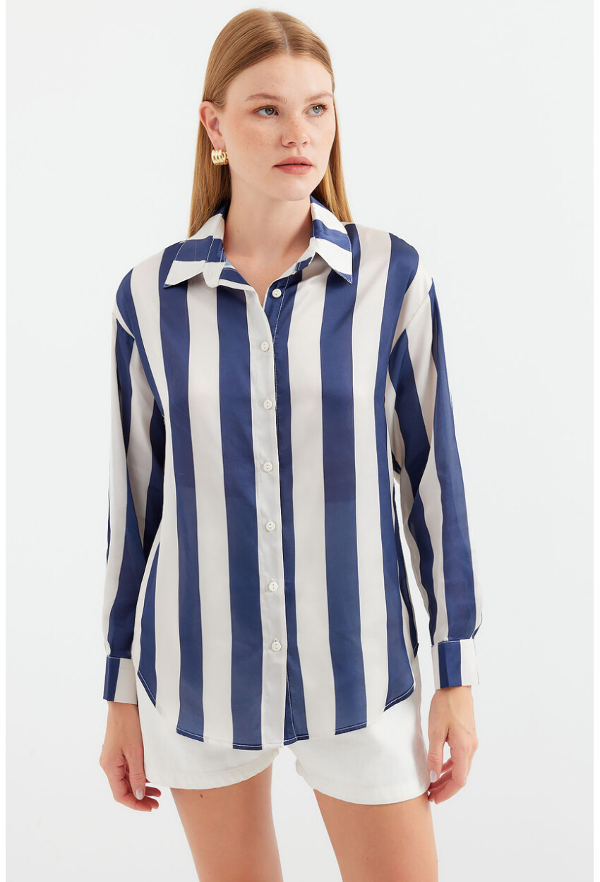 3964 Light Draped Satin Shirt