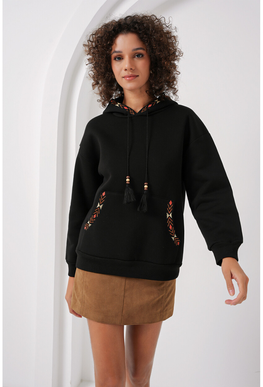 55443 Nakışlı Oversize Sweatshirt