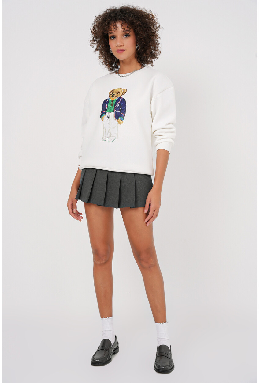 55447 Baskılı Oversize Sweatshirt