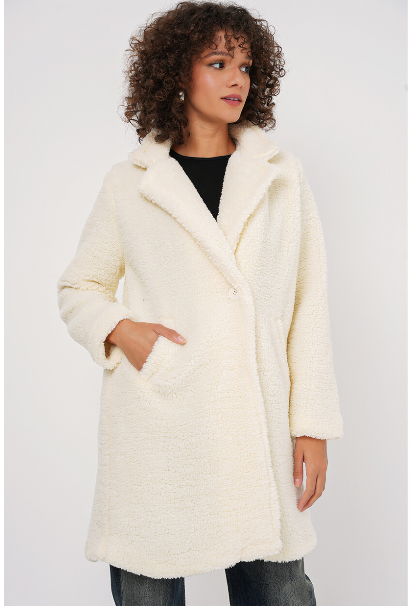 9148 Oversize Peluş Kaban - Ekru