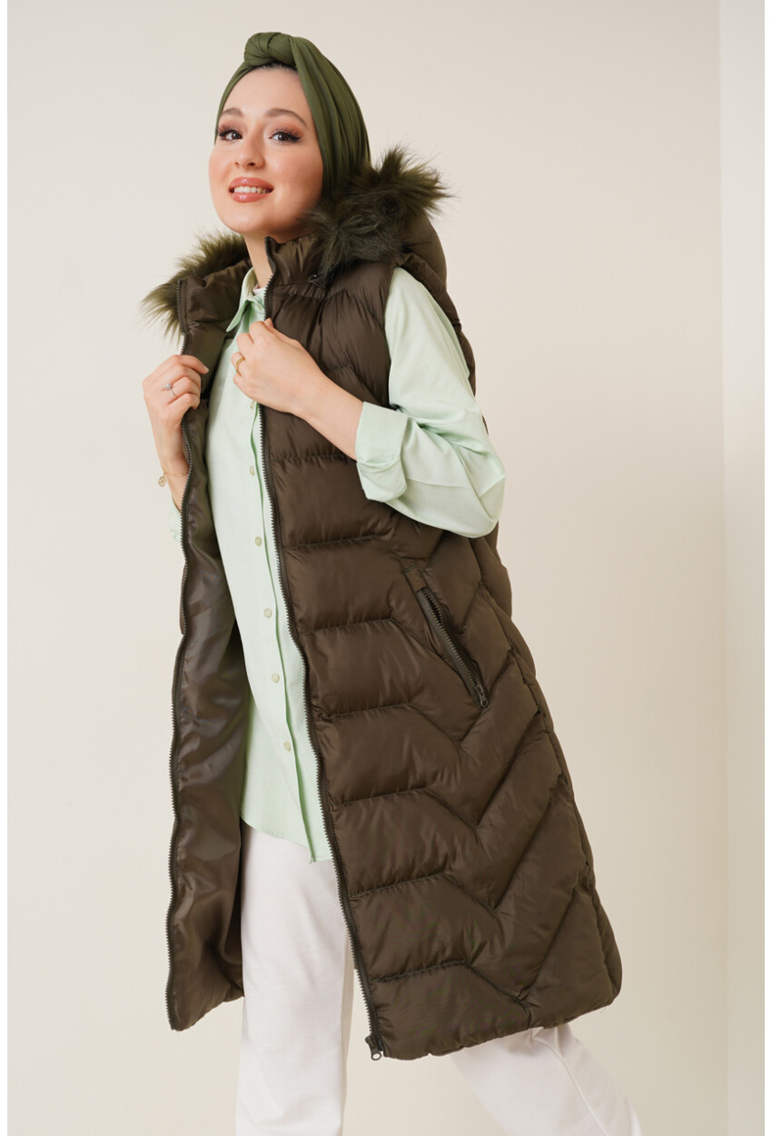 T10233 Hooded Long Hijab Vest