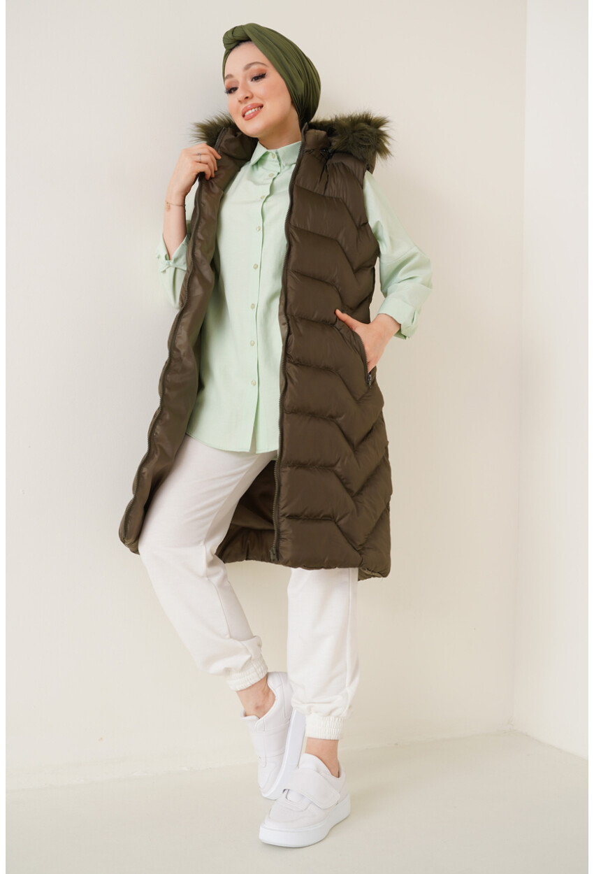 T10233 Hooded Long Hijab Vest