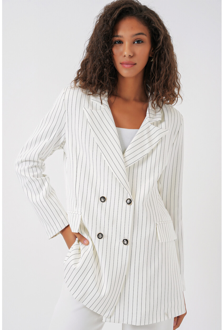 0699 Çizgili Blazer Ceket