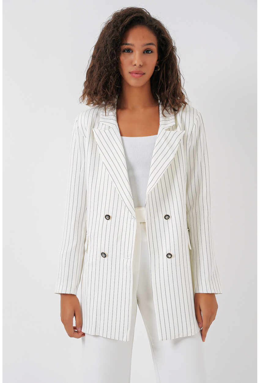 0699 Çizgili Blazer Ceket