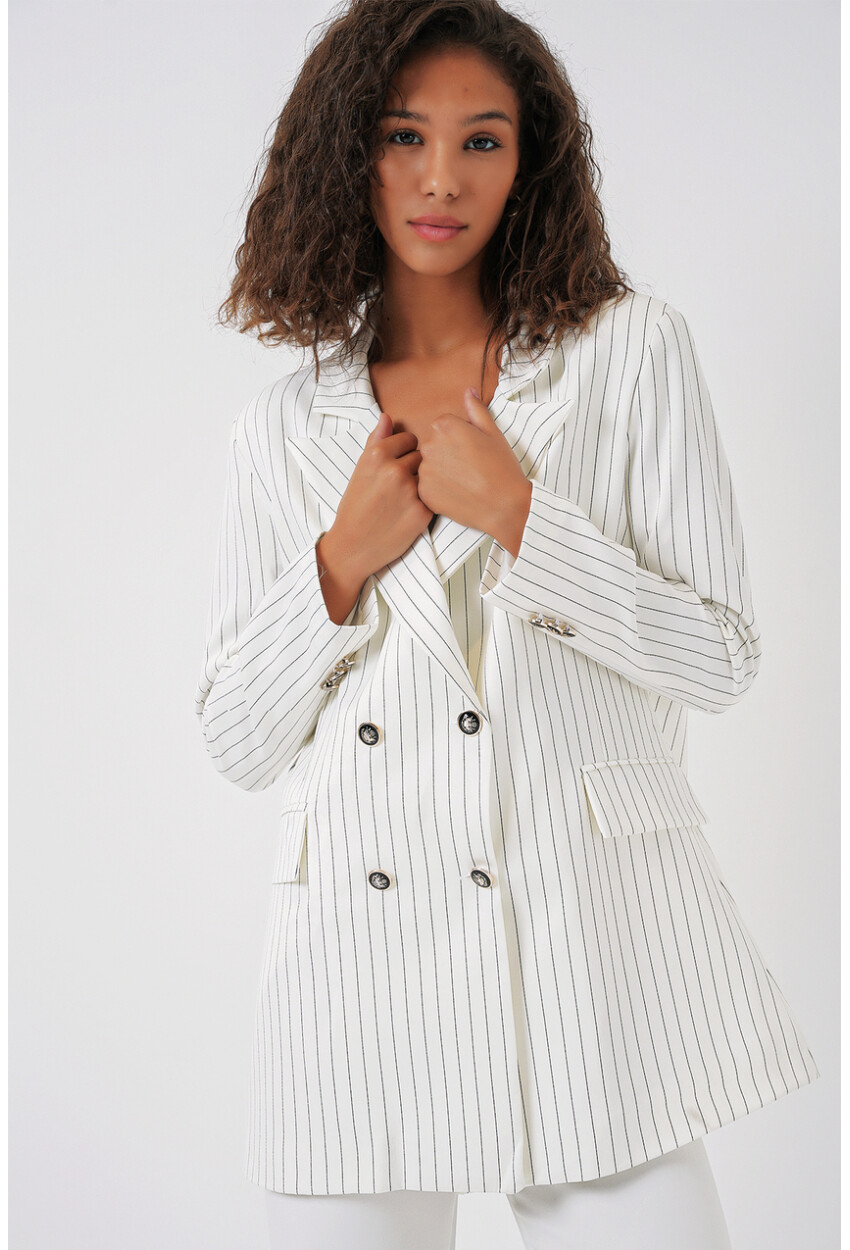 0699 Çizgili Blazer Ceket