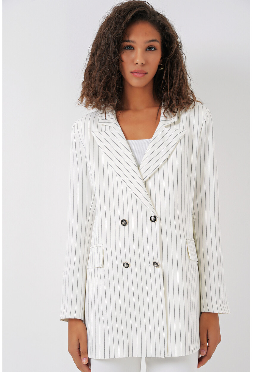 0699 Çizgili Blazer Ceket