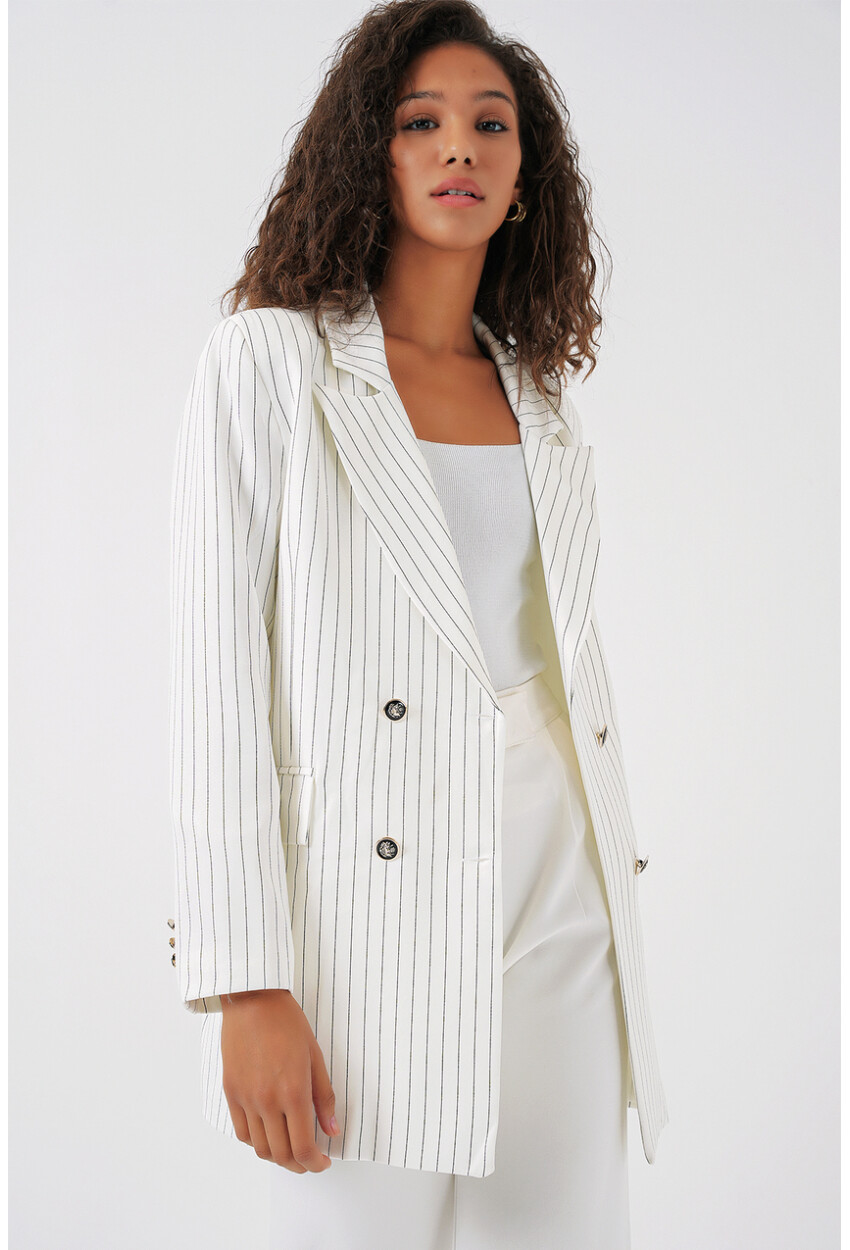 0699 Çizgili Blazer Ceket
