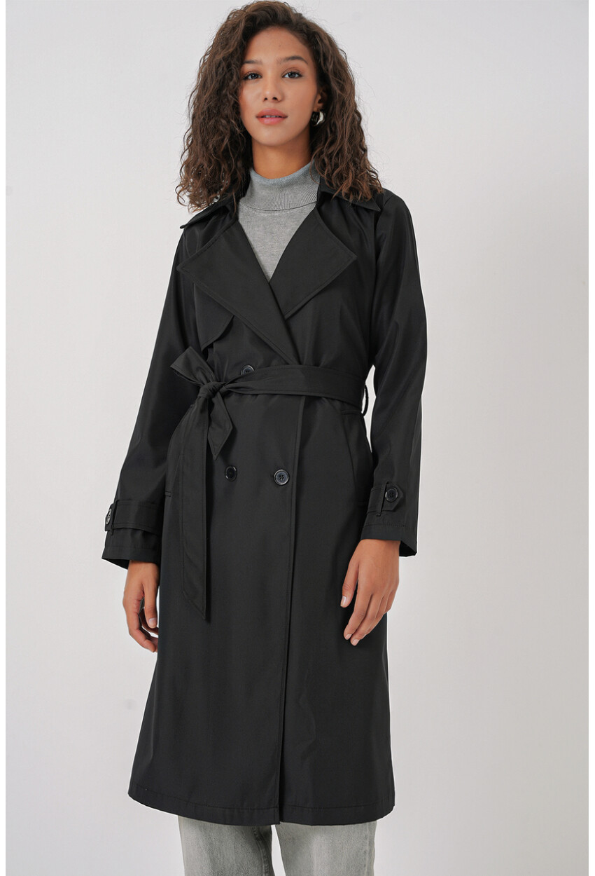 5918 Wrap Collar Trench Coat