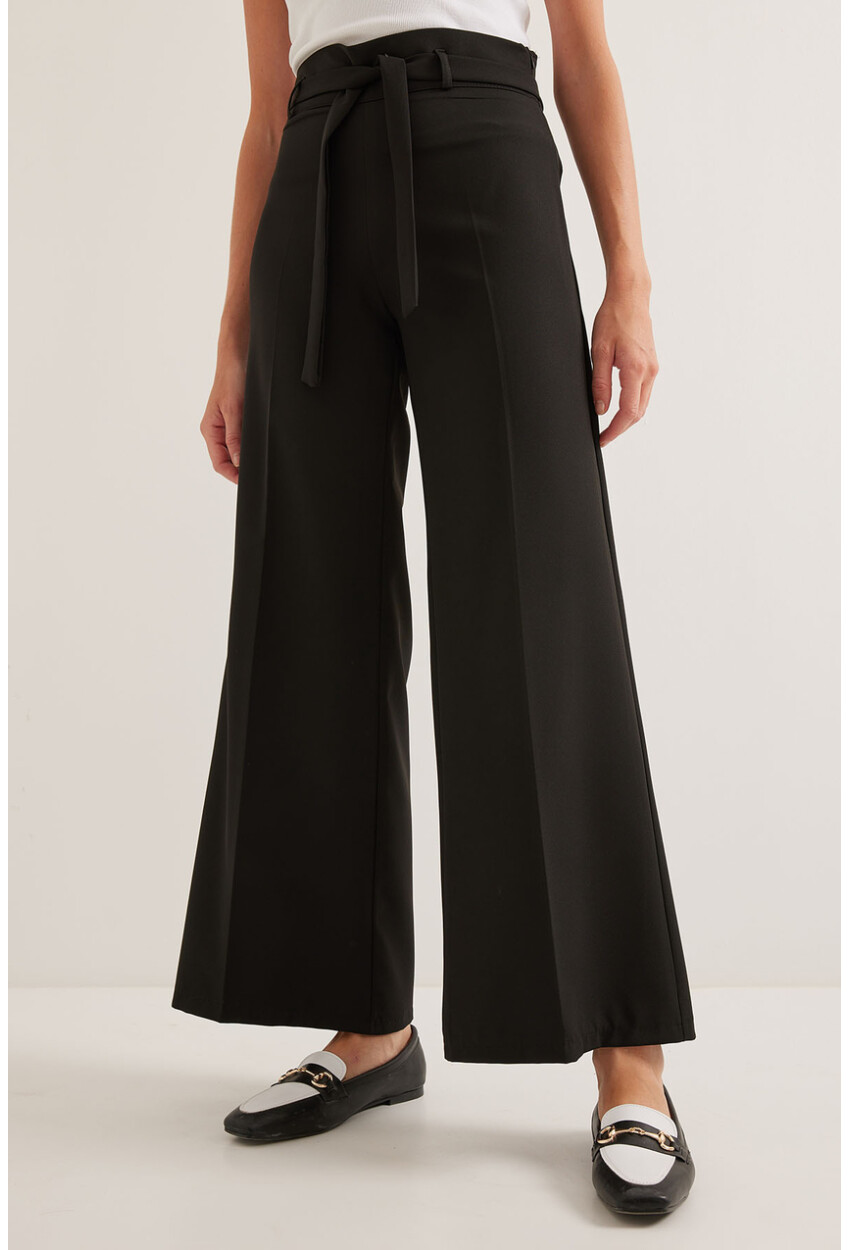 Womens Belted Wide Leg Palazzo Pants 6651