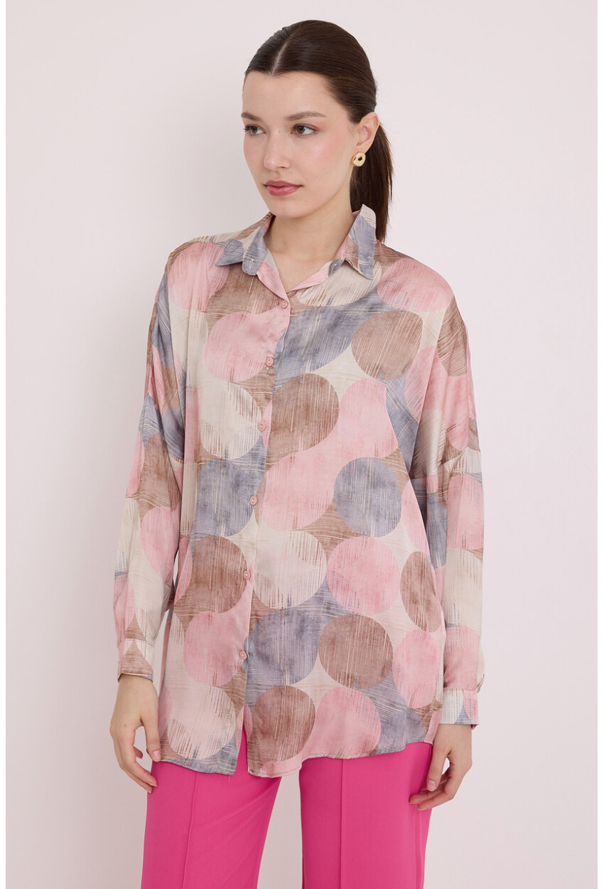 3985 Oversized Satin Shirt