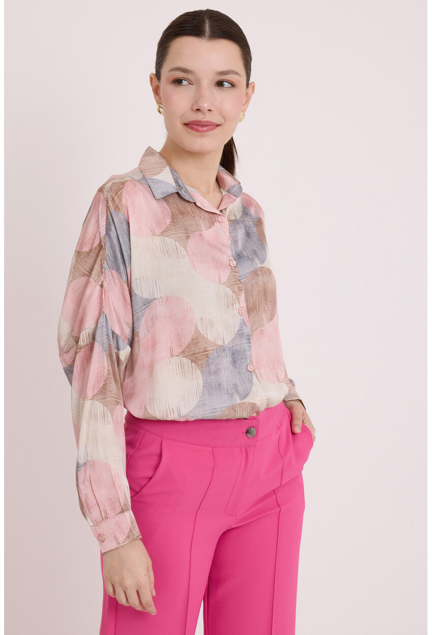 3985 Oversized Satin Shirt