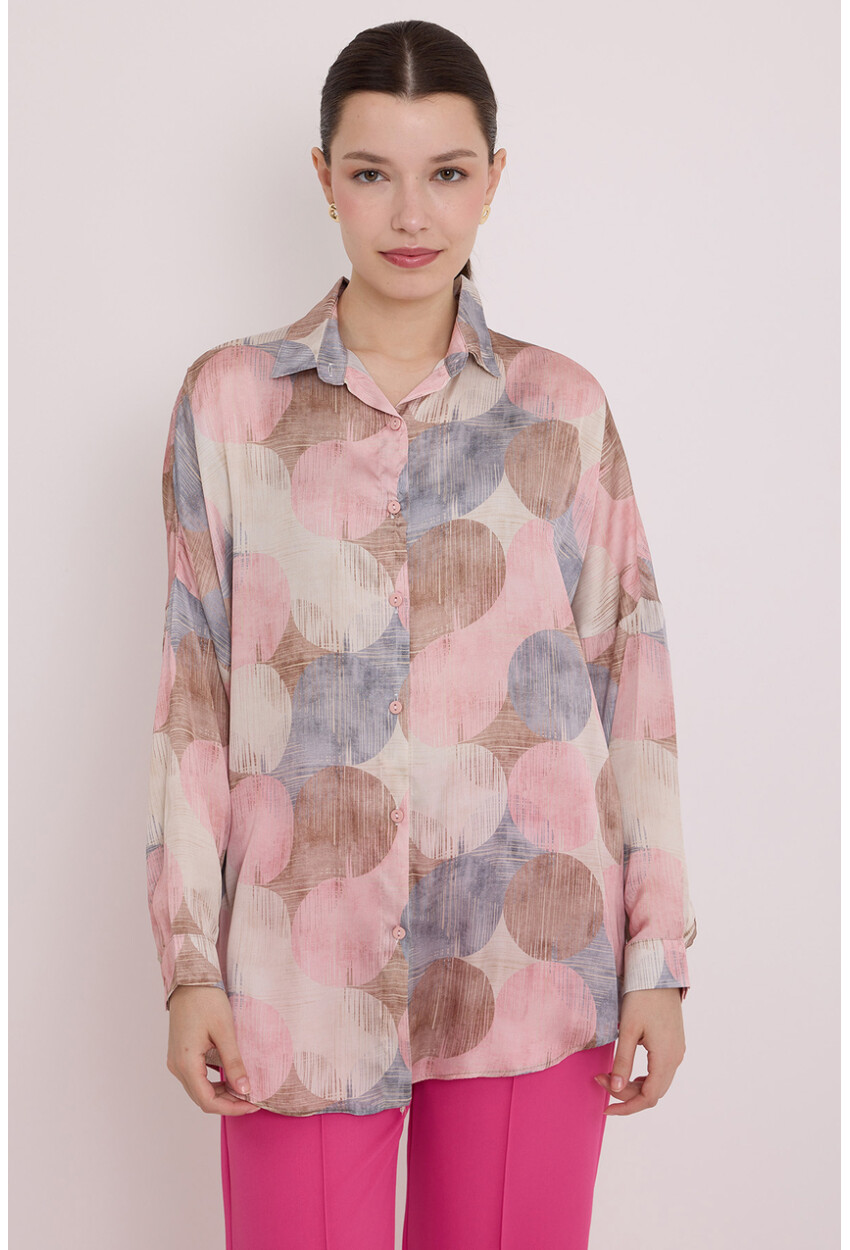 3985 Oversized Satin Shirt