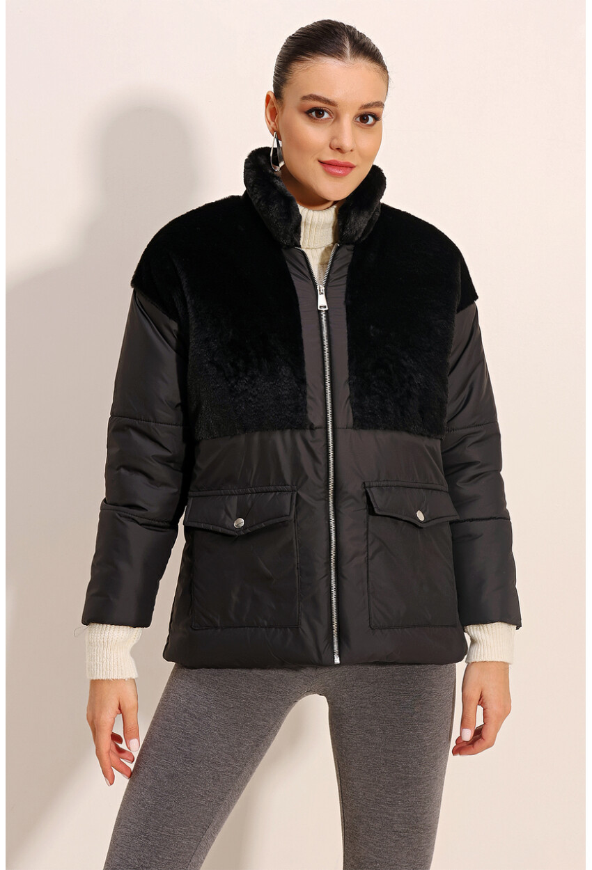 5179 Puffer Jacket With Faux Fur Detail