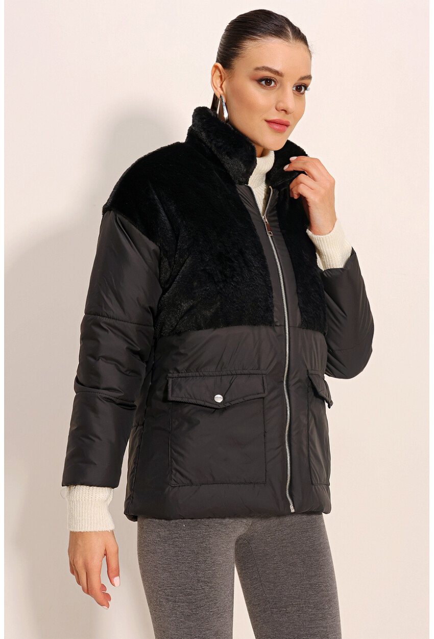 5179 Puffer Jacket With Faux Fur Detail