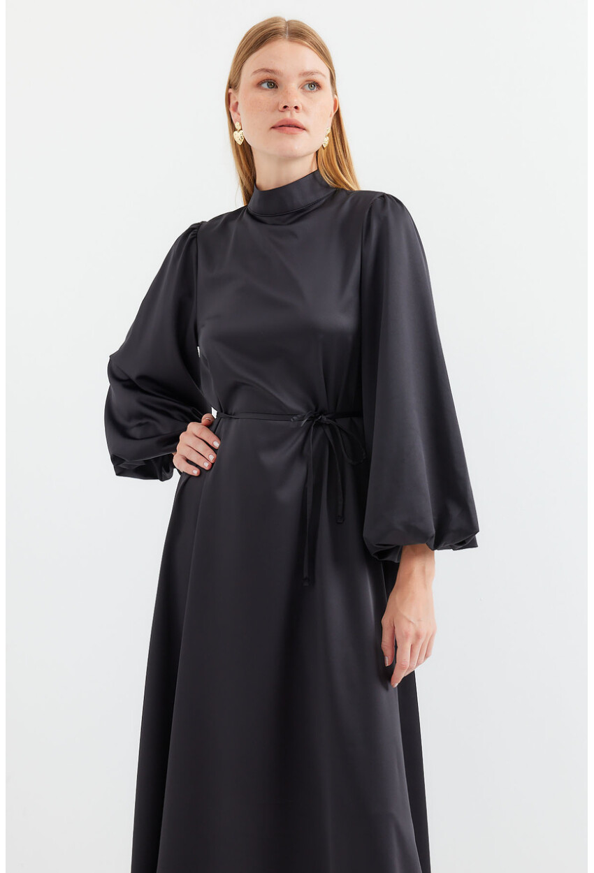 2510 Satin Hijab Evening Dress