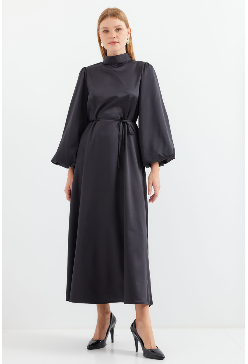 2510 Satin Hijab Evening Dress