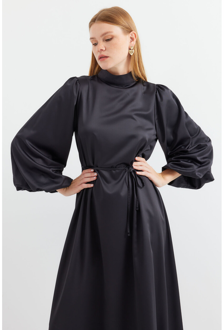 2510 Satin Hijab Evening Dress