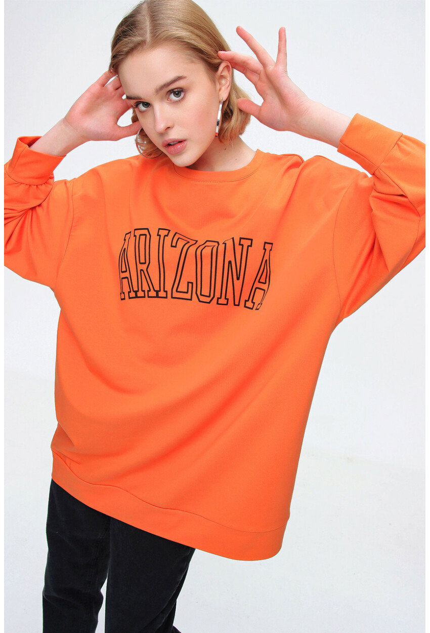 4263 Oversize Baskılı Sweat Tunik