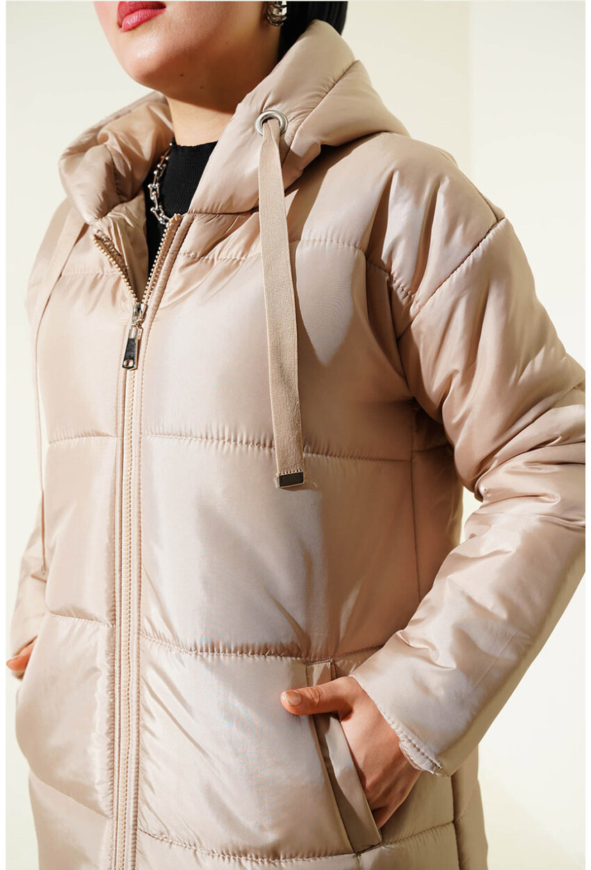 T5120 Hooded Long Puffer Hijab Coat