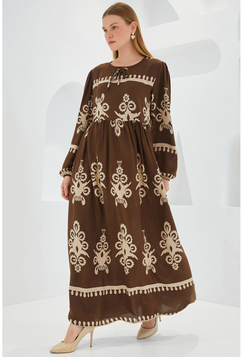 1947 Patterned Long Dress