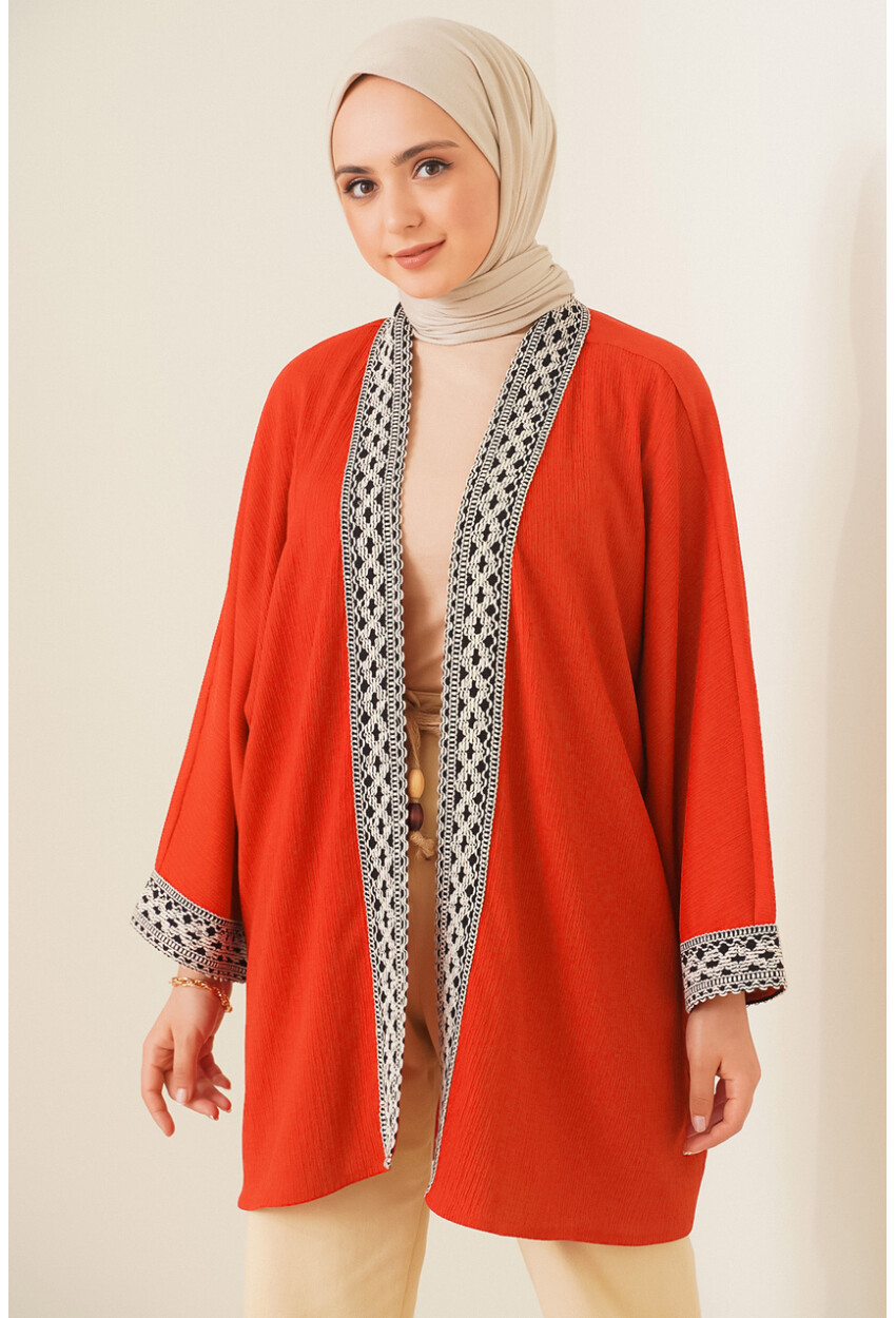 5866 Nakışlı Örme Kimono