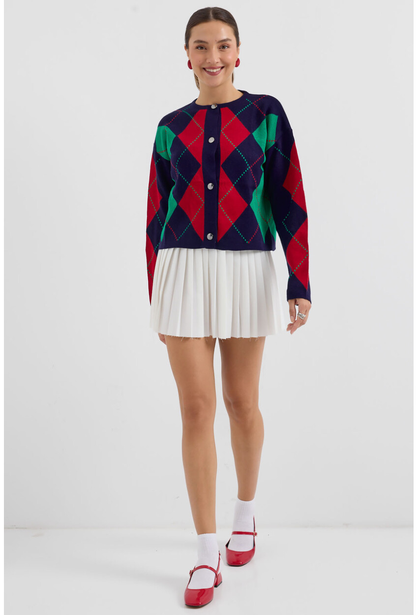 15883 Argyle Knit Cardigan