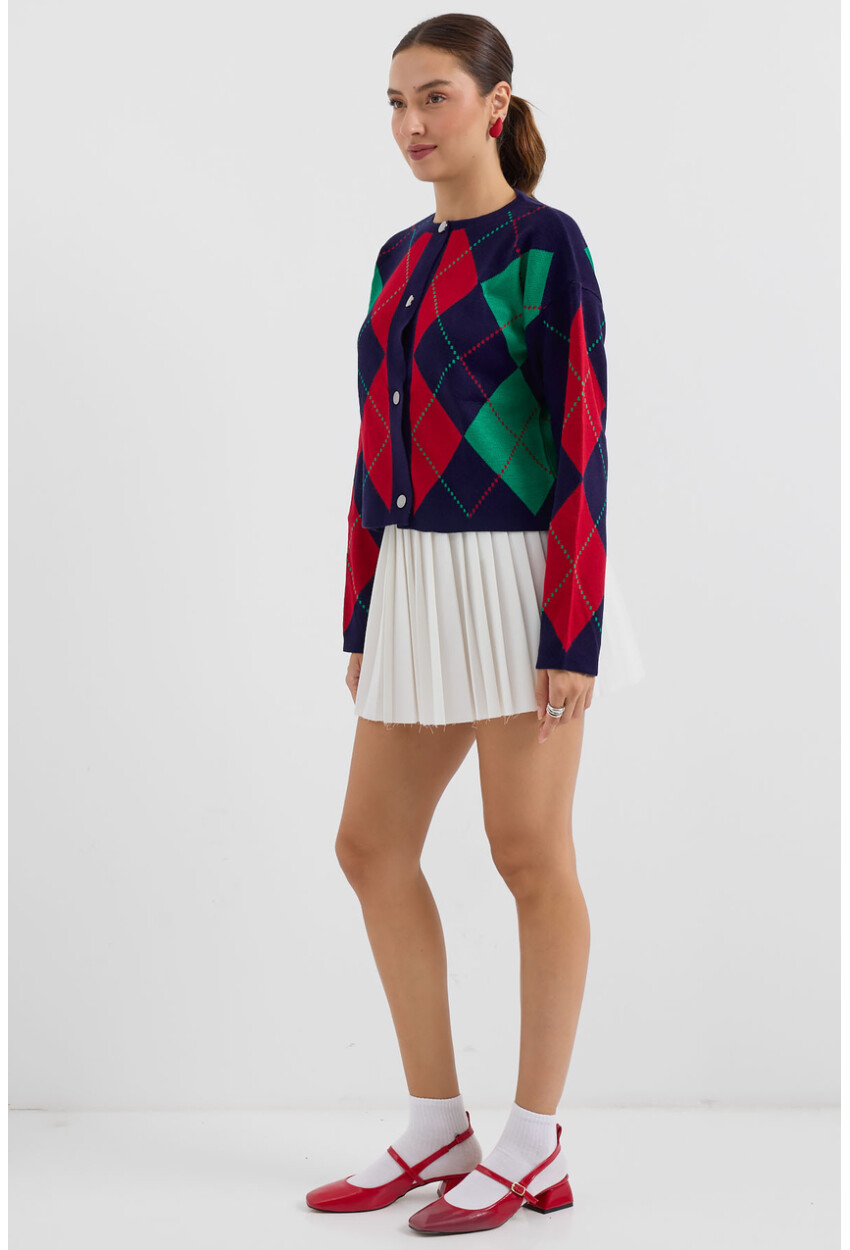 15883 Argyle Knit Cardigan