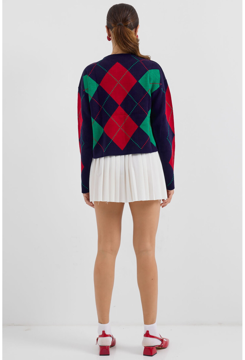 15883 Argyle Knit Cardigan