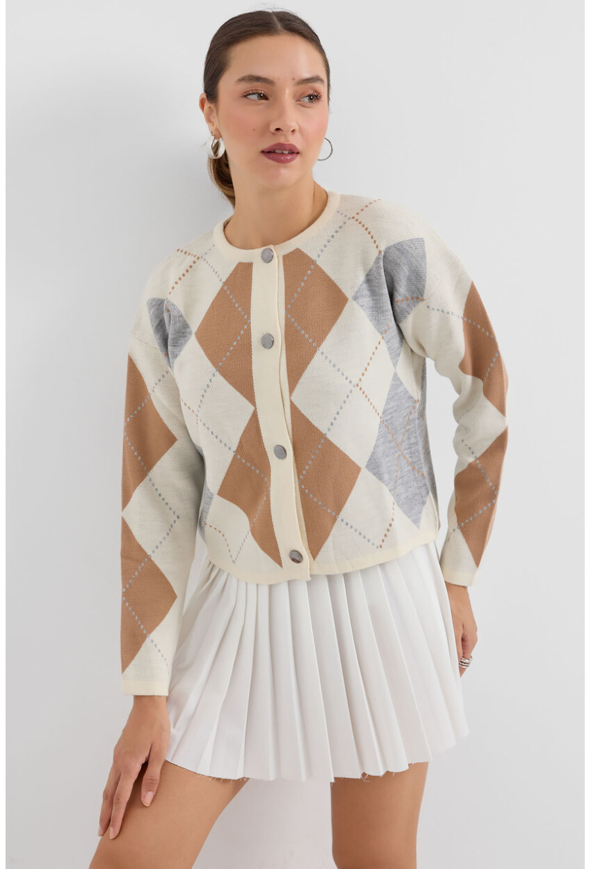 15883 Argyle Knit Cardigan