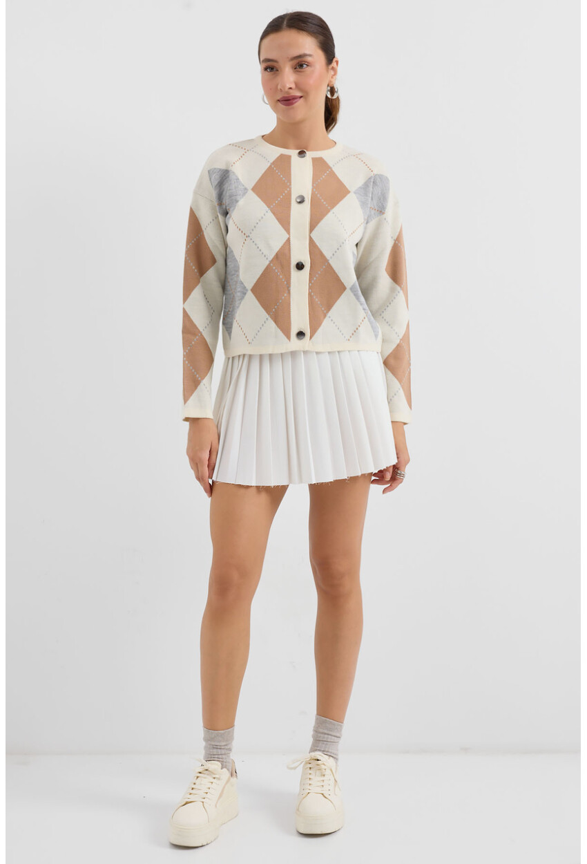 15883 Argyle Knit Cardigan